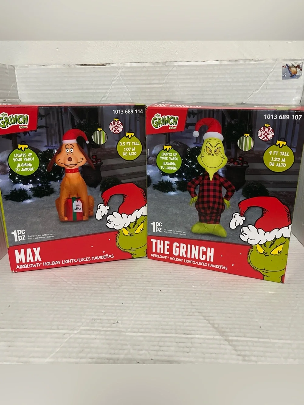 The Grinch 4’ & MAX 3.5’ Tall Light Up LED Inflatable Holiday Yard Decor Set New